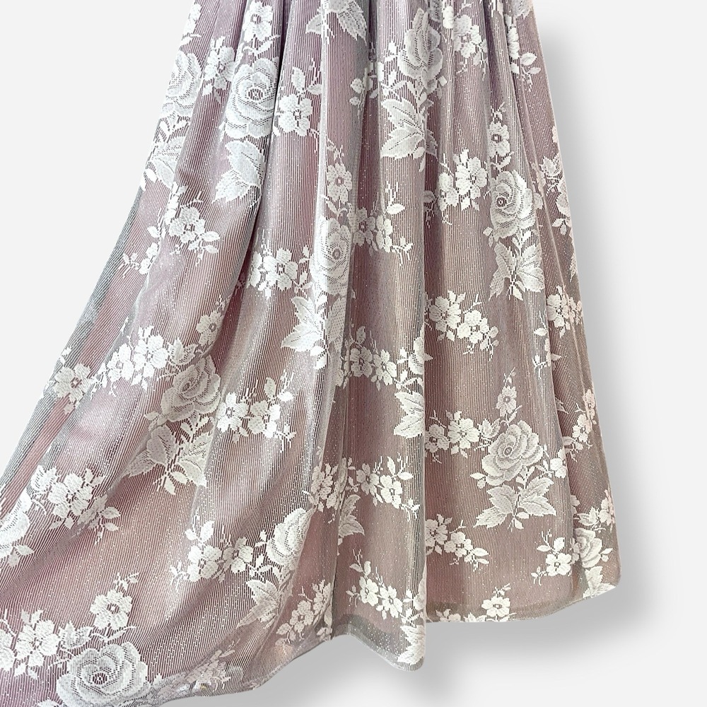 Vintage En Francais‎ by Huey Waltzer Midi Dress Lace Cream Half Sleeve Purple - Picture 5 of 12